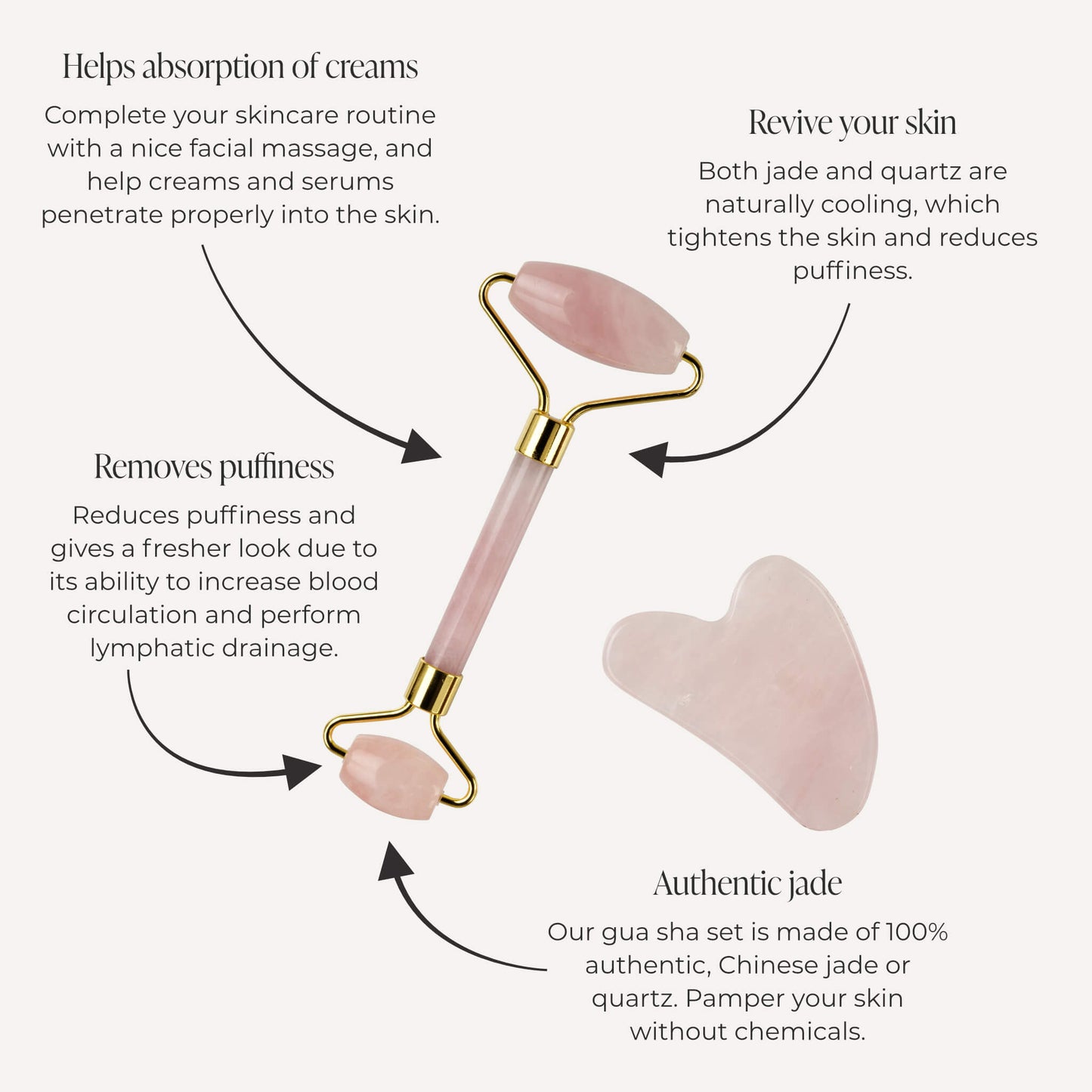 Set Gua Sha con rodillo facial